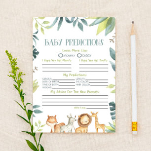 Papelería Actividad de predicciones de Baby Shower de animal