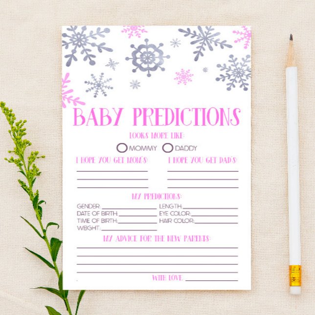 Papelería Actividad de predicciones de Baby Shower de copo d (Subido por el creador)