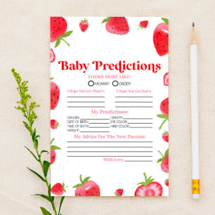 Papelería Actividad de predicciones de Baby Shower de fresa