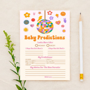 Papelería Actividad de predicciones de Baby Shower Groovy de
