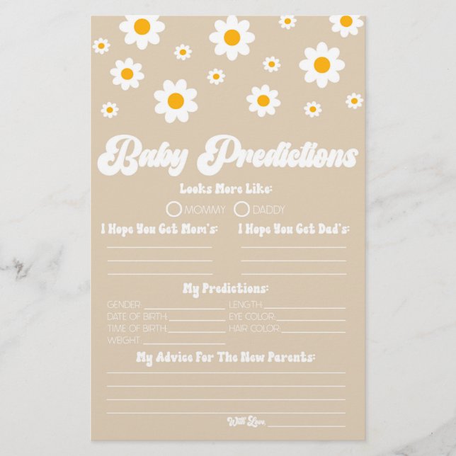 Papelería Actividad de predicciones de Baby Shower retro mar (Anverso)