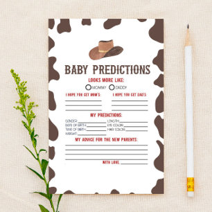 Papelería Actividad de predicciones para baby shower de vaqu