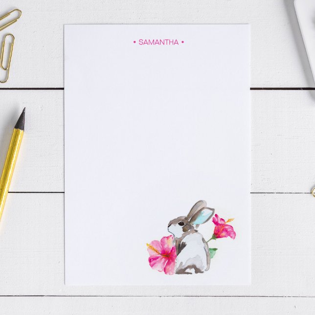 Papelería Acuarela de conejo tropical personalizada (Subido por el creador)