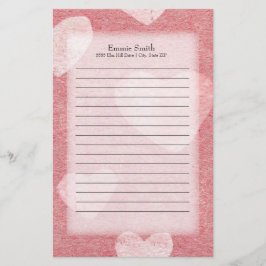 Papelería Acuarela de Corazones Rosados Personalizados