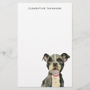 Papelería Acuarela del perro de perrito del pitbull