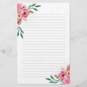 Papelería Acuarela Floral Rosa Llenada