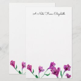Papelería Acuarela floral rosa magenta personalizada