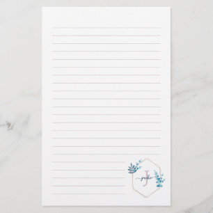 Papelería Acuarela Lilac Eucalipto Monograma enmarcado