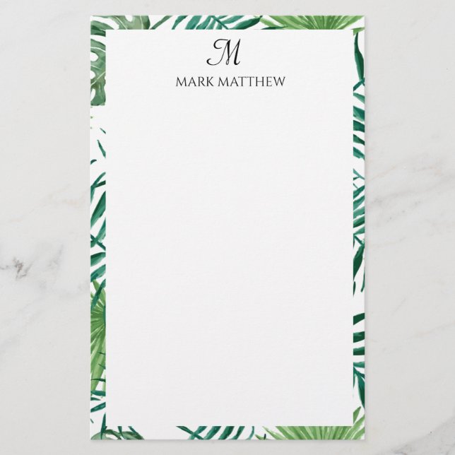 Papelería Acuarela Palm Tropical Sale Monograma  (Anverso)