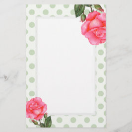 Papelería Acuarela Rosa Rosa Flora Arte Floral Punto Polka