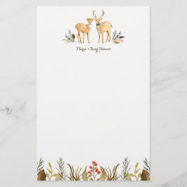 Papelería Acuarela Rusa Boho Woodland Deer Couple