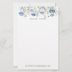 Papelería Acuarela Rusa Dusty Azul Hydrangeas Floral