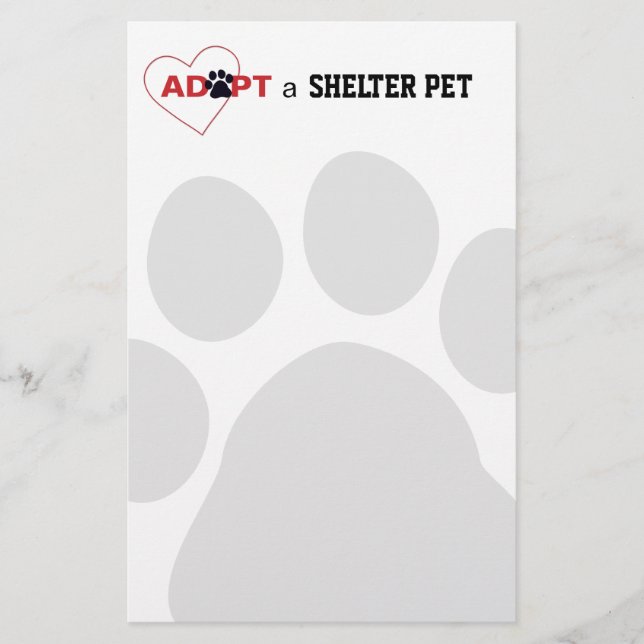 Papelería Adopte a un mascota del refugio (Anverso)