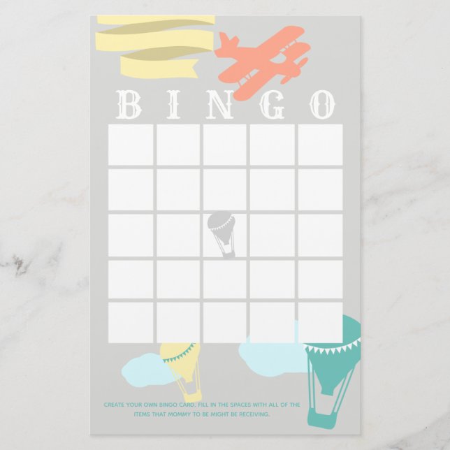 Papelería Adventure Baby Shower Bingo (Anverso)
