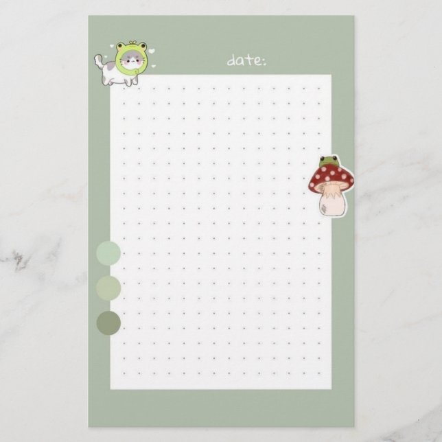 Papelería Aesthetic Sage green Frog cute korean (Anverso)