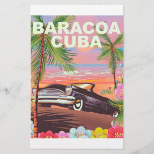 Papelería Afiche de Baracoa Cuba sobre viajes en auto