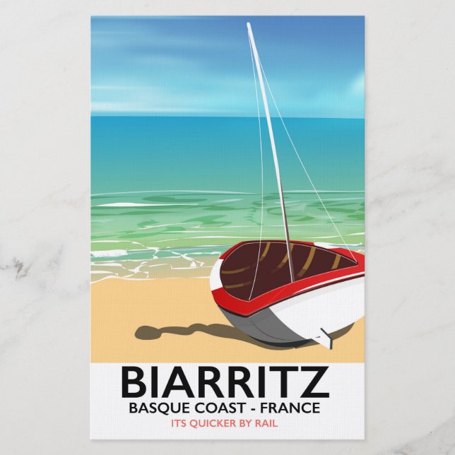 Papelería Afiche de viaje de Biarritz France Beach (Anverso)