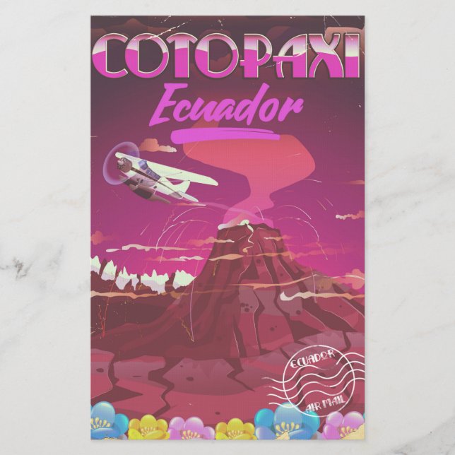 Papelería Afiche de viaje de Cotopaxi, Ecuador AIR MAIL (Anverso)