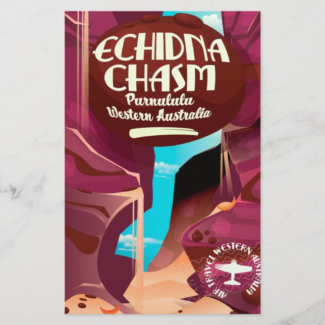 Papelería Afiche de viaje de Echidna Chasm personalizado (Anverso)