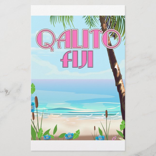 Papelería Afiche de viaje de Qalito Fiyi (Anverso)