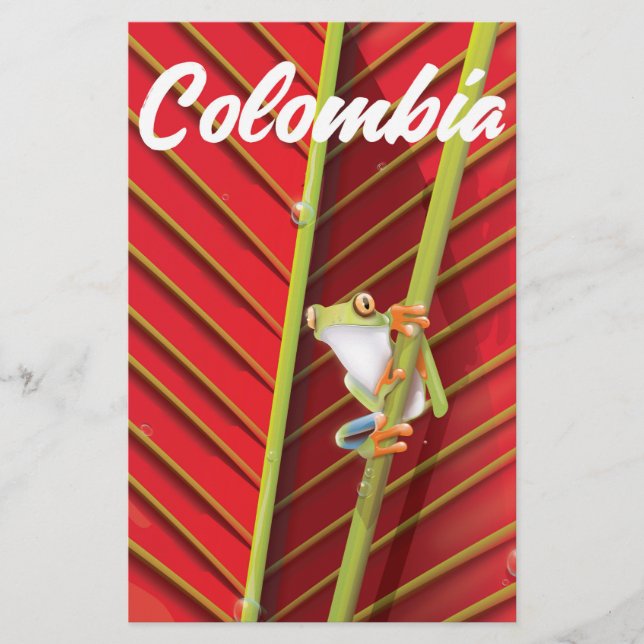 Papelería Afiche de viaje de rana arbórea de Colombia (Anverso)