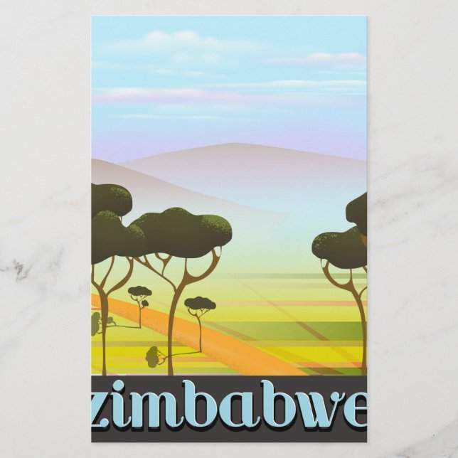 Papelería Afiche de viaje de vacaciones de Zimbabue (Anverso)