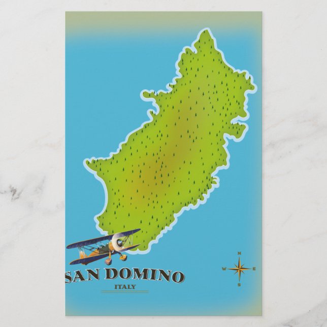 Papelería Afiche de viaje del mapa de Elba Italia (Anverso)