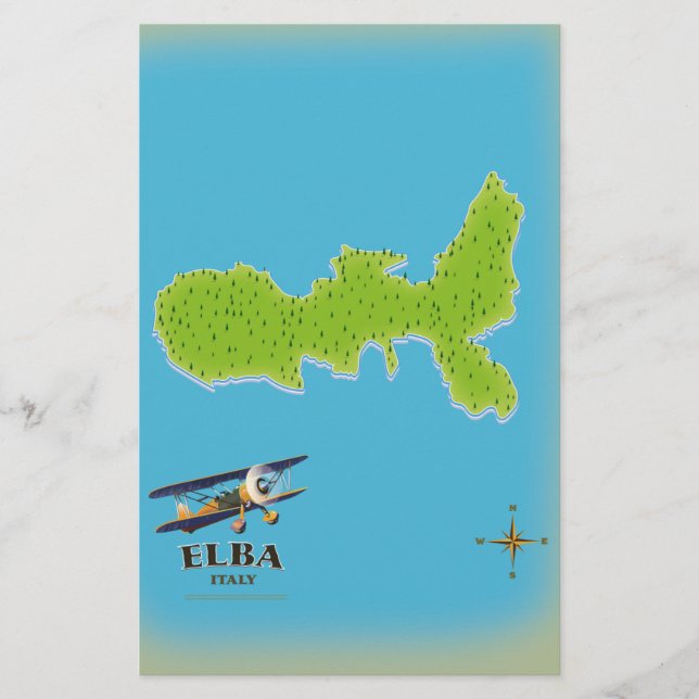 Papelería Afiche de viaje del mapa de Elba Italia (Anverso)