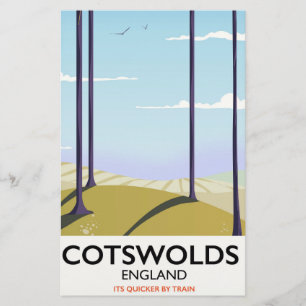 Papelería Afiche de viaje del paisaje ferroviario de Cotswol