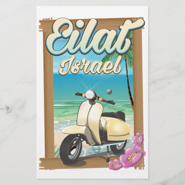 Papelería Afiche de viaje en moto de Eilat Beach Israel (Anverso)