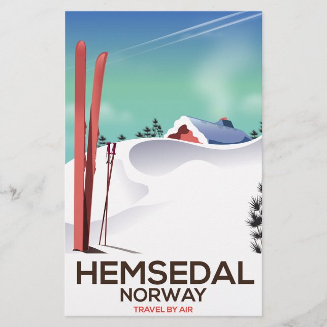 Papelería Afiche de viaje para esquí de Hemsedal (Anverso)