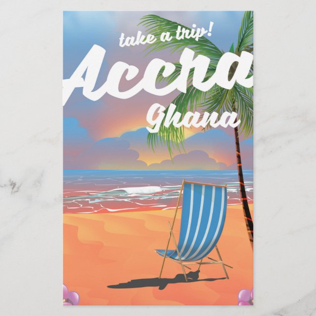 Papelería Afiche de viaje por la playa de Accra Ghana (Anverso)