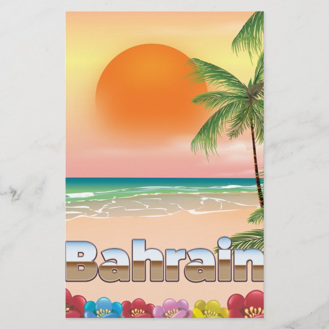 Papelería Afiche de viaje por la playa de Bahréin (Anverso)