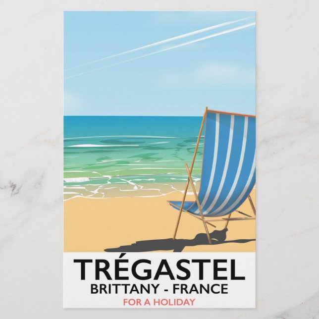 Papelería Afiche de viajes por la playa de Trégastel, Bretañ (Anverso)