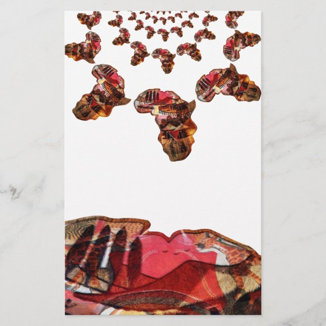Papelería África en movimiento: Diseño del mapa de Kaleidosc (Anverso)