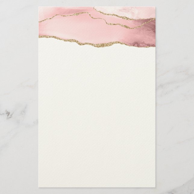 Papelería Agante Rubor rosa con cinta dorada elegante (Anverso)