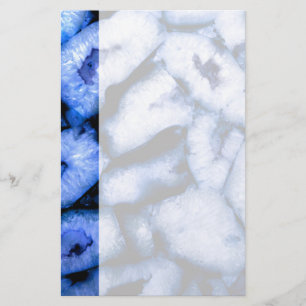 Papelería Agato de cuarzo azul, geodos azules, patrón abstra