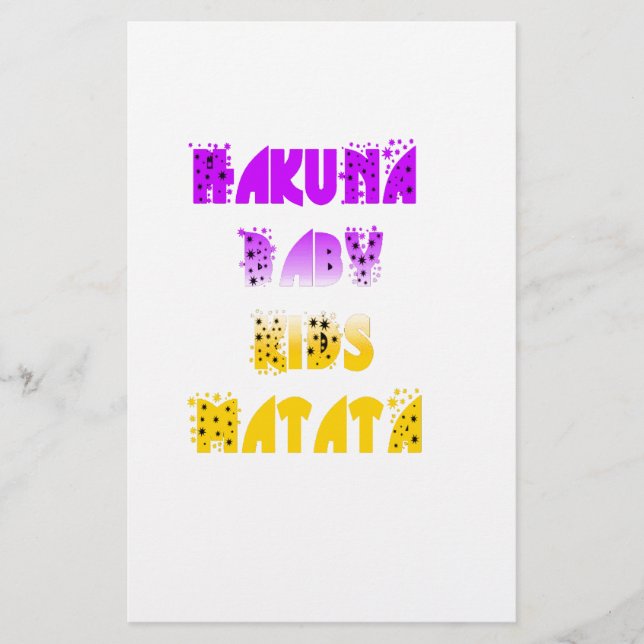 Papelería Agradable Hakuna Matata Púrpura y Amarillo Niños G (Anverso)