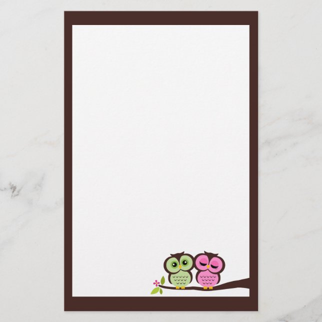 Papelería Agradable Stationery Owls (Anverso)