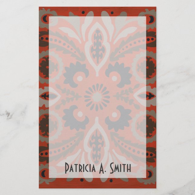 Papelería Agrega tu nombre| Cinnabar Suzani II (Anverso)