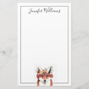 Papelería Agrega tu nombre Flor Crown Forester Fox