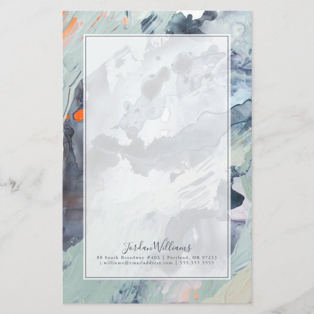 Papelería Agrega tu nombre| Mar polifónico - Azul (Anverso)