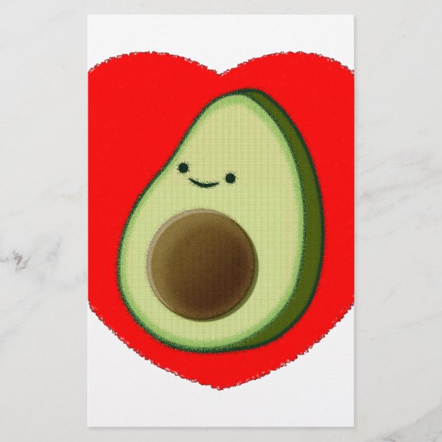 Papelería Aguacate lindo en el corazón rojo (Anverso)
