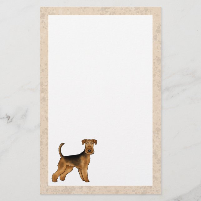 Papelería Airedale Terrier Perro de Dibujos Animados Bonito  (Anverso)