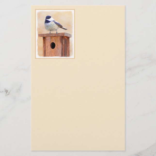 Papelería Ajedrez sobre pintura de aves original (Anverso)