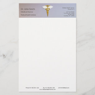 Papelería Alas blancas del Caduceus del Oro Elegante Médico
