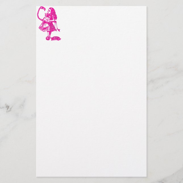 Papelería Alicia y el flamenco en rosas fuertes (Anverso)