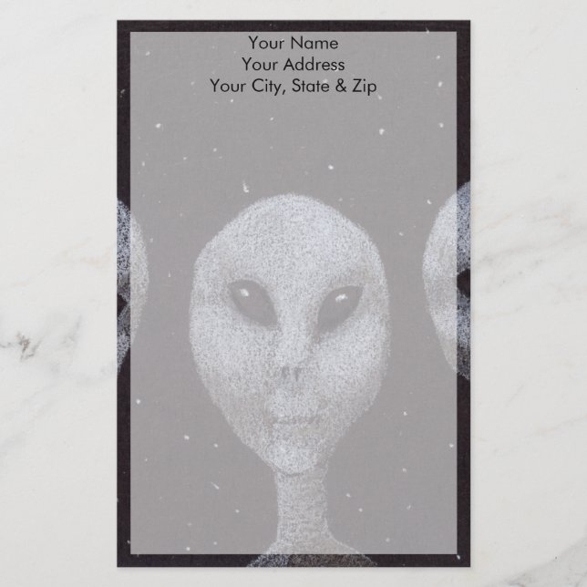 Papelería Alien Grays (Anverso)