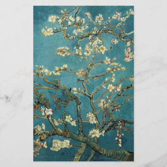 Papelería Almendro en flor de Vincent van Gogh. (Anverso)
