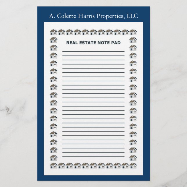 Papelería Almohadilla de notas inmobiliarias - Diseño 1 (Anverso)